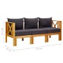 Banco jardín 3 plazas con cojines madera maciza acacia 179 cm de vidaXL, Bancos de jardín - Ref: Foro24-310310, Precio: 411,6...