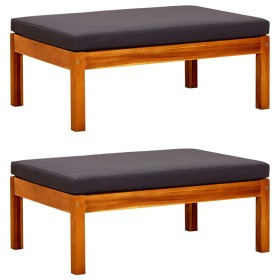 Reposapiés de jardín 2 unidades madera maciza de acacia de vidaXL, Otomanas de exterior - Ref: Foro24-310324, Precio: 83,16 €...