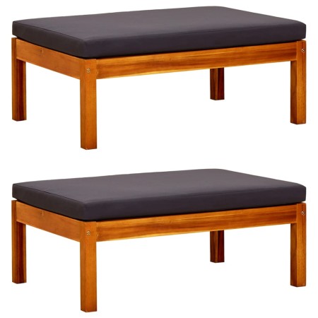 Reposapiés de jardín 2 unidades madera maciza de acacia de vidaXL, Otomanas de exterior - Ref: Foro24-310324, Precio: 83,16 €...