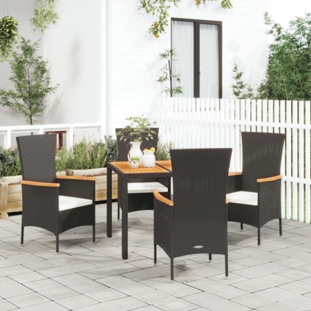 Set de muebles jardín 5 pzas con cojines ratán sintético negro en Conjuntos de jardín | Comprar online en Foru.es