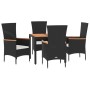 Set de muebles jardín 5 pzas con cojines ratán sintético negro en Conjuntos de jardín | Comprar online en Foru.es