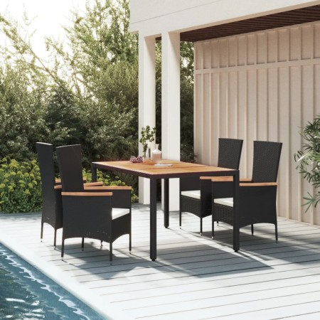 Set de muebles jardín 5 pzas con cojines ratán sintético negro en Conjuntos de jardín | Comprar online en Foru.es