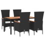 Set de muebles jardín 5 pzas con cojines ratán sintético negro en Conjuntos de jardín | Comprar online en Foru.es