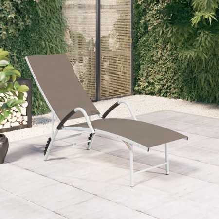 Tumbona de textilene y aluminio gris taupé de vidaXL, Tumbonas - Ref: Foro24-310523, Precio: 133,03 €, Descuento: %
