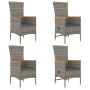 Set comedor de jardín 5 piezas con cojines ratán sintético gris en Conjuntos de jardín | Comprar online en Foru.es
