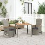 Set comedor de jardín 3 piezas con cojines ratán sintético gris en Conjuntos de jardín | Comprar online en Foru.es