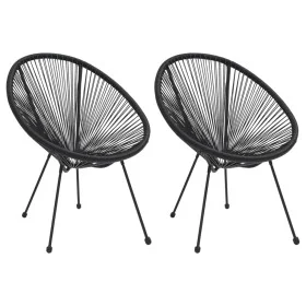 Sillas de jardín Moon 2 unidades ratán negro de vidaXL, Sillas de jardín - Ref: Foro24-312164, Precio: 166,39 €, Descuento: %