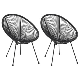 Sillas de jardín Moon 2 unidades ratán negro de vidaXL, Sillas de jardín - Ref: Foro24-312164, Precio: 165,82 €, Descuento: %