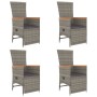 Set comedor de jardín 5 piezas con cojines ratán sintético gris en Conjuntos de jardín | Comprar online en Foru.es