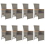 Set comedor jardín 9 pzas y cojines ratán sintético gris en Conjuntos de jardín | Comprar online en Foru.es