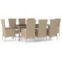 Set comedor de jardín 9 pzas con cojines ratán sintético beige en Conjuntos de jardín | Comprar online en Foru.es