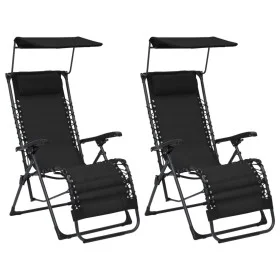 Folding chairs 2 units black textilene by vidaXL, Loungers - Ref: Foro24-312471, Price: 188,91 €, Discount: %