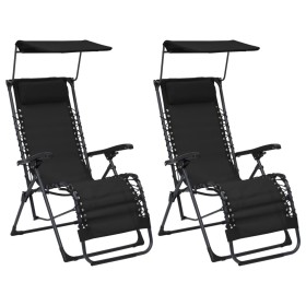 Sillas plegables 2 unidades textilene negro de vidaXL, Tumbonas - Ref: Foro24-312471, Precio: 223,12 €, Descuento: %
