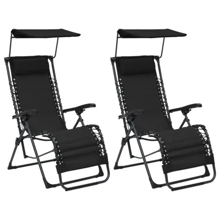 Sillas plegables 2 unidades textilene negro de vidaXL, Tumbonas - Ref: Foro24-312471, Precio: 188,91 €, Descuento: %