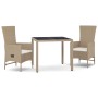 Set comedor de jardín 3 pzas con cojines ratán sintético beige en Conjuntos de jardín | Comprar online en Foru.es