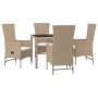 Set comedor de jardín 5 pzas con cojines ratán sintético beige en Conjuntos de jardín | Comprar online en Foru.es