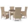 Set comedor de jardín 5 pzas con cojines ratán sintético beige en Conjuntos de jardín | Comprar online en Foru.es