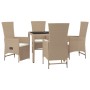 Set comedor de jardín 5 pzas con cojines ratán sintético beige en Conjuntos de jardín | Comprar online en Foru.es