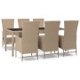 Set comedor de jardín 7 pzas con cojines ratán sintético beige en Conjuntos de jardín | Comprar online en Foru.es