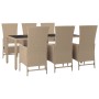 Set comedor de jardín 7 pzas con cojines ratán sintético beige en Conjuntos de jardín | Comprar online en Foru.es