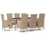 Set comedor de jardín 9 pzas con cojines ratán sintético beige en Conjuntos de jardín | Comprar online en Foru.es