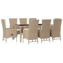 Set comedor de jardín 9 pzas con cojines ratán sintético beige en Conjuntos de jardín | Comprar online en Foru.es