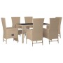 Set comedor de jardín 7 pzas con cojines ratán sintético beige en Conjuntos de jardín | Comprar online en Foru.es