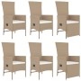 Set comedor de jardín 7 pzas con cojines ratán sintético beige en Conjuntos de jardín | Comprar online en Foru.es