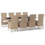 Set comedor de jardín 9 pzas con cojines ratán sintético beige en Conjuntos de jardín | Comprar online en Foru.es