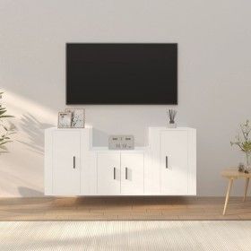 Set de muebles de TV 3 piezas madera contrachapada blanco de vidaXL, Muebles TV - Ref: Foro24-3188382, Precio: 112,51 €, Desc...