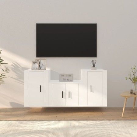 Set de muebles de TV 3 piezas madera contrachapada blanco de vidaXL, Muebles TV - Ref: Foro24-3188382, Precio: 112,51 €, Desc...