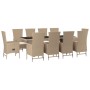 Set comedor de jardín 11 pzas con cojines ratán sintético beige en Conjuntos de jardín | Comprar online en Foru.es