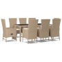 Set comedor de jardín 9 pzas con cojines ratán sintético beige en Conjuntos de jardín | Comprar online en Foru.es