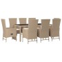 Set comedor de jardín 9 pzas con cojines ratán sintético beige en Conjuntos de jardín | Comprar online en Foru.es
