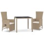 Set comedor de jardín 3 pzas con cojines ratán sintético beige en Conjuntos de jardín | Comprar online en Foru.es