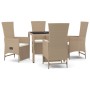 Set comedor de jardín 5 pzas con cojines ratán sintético beige en Conjuntos de jardín | Comprar online en Foru.es