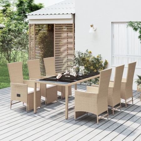 Set comedor de jardín 7 pzas con cojines ratán sintético beige en Conjuntos de jardín | Comprar online en Foru.es