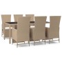 Set comedor de jardín 7 pzas con cojines ratán sintético beige en Conjuntos de jardín | Comprar online en Foru.es