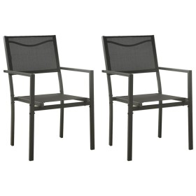 Sillas de jardín 2 unidades acero y textilene negro y antracita de vidaXL, Sillas de jardín - Ref: Foro24-313077, Precio: 89,...