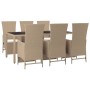 Set comedor de jardín 7 pzas con cojines ratán sintético beige en Conjuntos de jardín | Comprar online en Foru.es