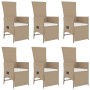 Set comedor de jardín 7 pzas con cojines ratán sintético beige en Conjuntos de jardín | Comprar online en Foru.es