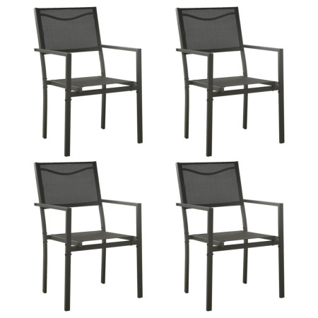 Sillas de jardín 4 unidades acero y textilene negro y antracita de vidaXL, Sillas de jardín - Ref: Foro24-313078, Precio: 187...