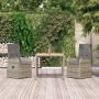 Set comedor de jardín 3 piezas con cojines ratán sintético gris en Conjuntos de jardín | Comprar online en Foru.es