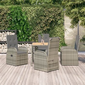 Set comedor de jardín 5 piezas con cojines ratán sintético gris en Conjuntos de jardín | Comprar online en Foru.es