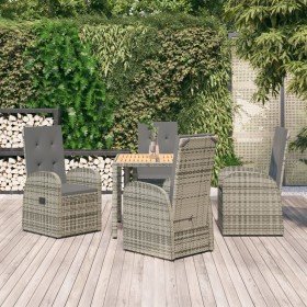 Set comedor de jardín 5 piezas con cojines ratán sintético gris en Conjuntos de jardín | Comprar online en Foru.es