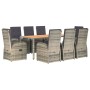 Set comedor jardín 9 pzas y cojines ratán sintético gris en Conjuntos de jardín | Comprar online en Foru.es