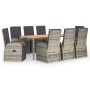 Set comedor jardín 9 pzas y cojines ratán sintético gris en Conjuntos de jardín | Comprar online en Foru.es