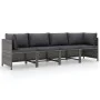 4-seater garden sofa with gray synthetic rattan cushions by vidaXL, Modular outdoor sofas - Ref: Foro24-313501, Price: 204,74...