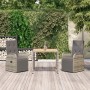 Set comedor de jardín 3 piezas con cojines ratán sintético gris en Conjuntos de jardín | Comprar online en Foru.es
