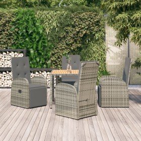Set comedor de jardín 5 piezas con cojines ratán sintético gris en Conjuntos de jardín | Comprar online en Foru.es